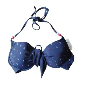 Ardene Navy Blue Anchor Print Bikini Top